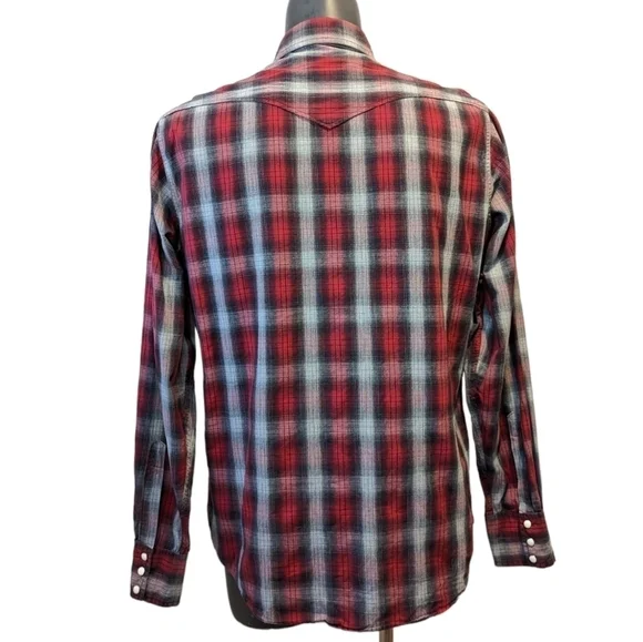 Cremieux red plaid western shirt large - Picture 4 of 8